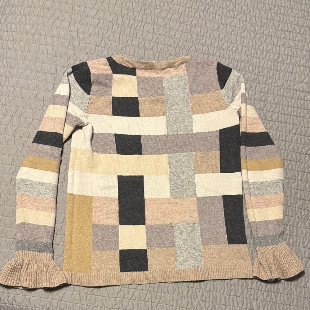 LOFT Colorblock Sweater with Ruffle Cuffs, XS - Picture 9 of 10